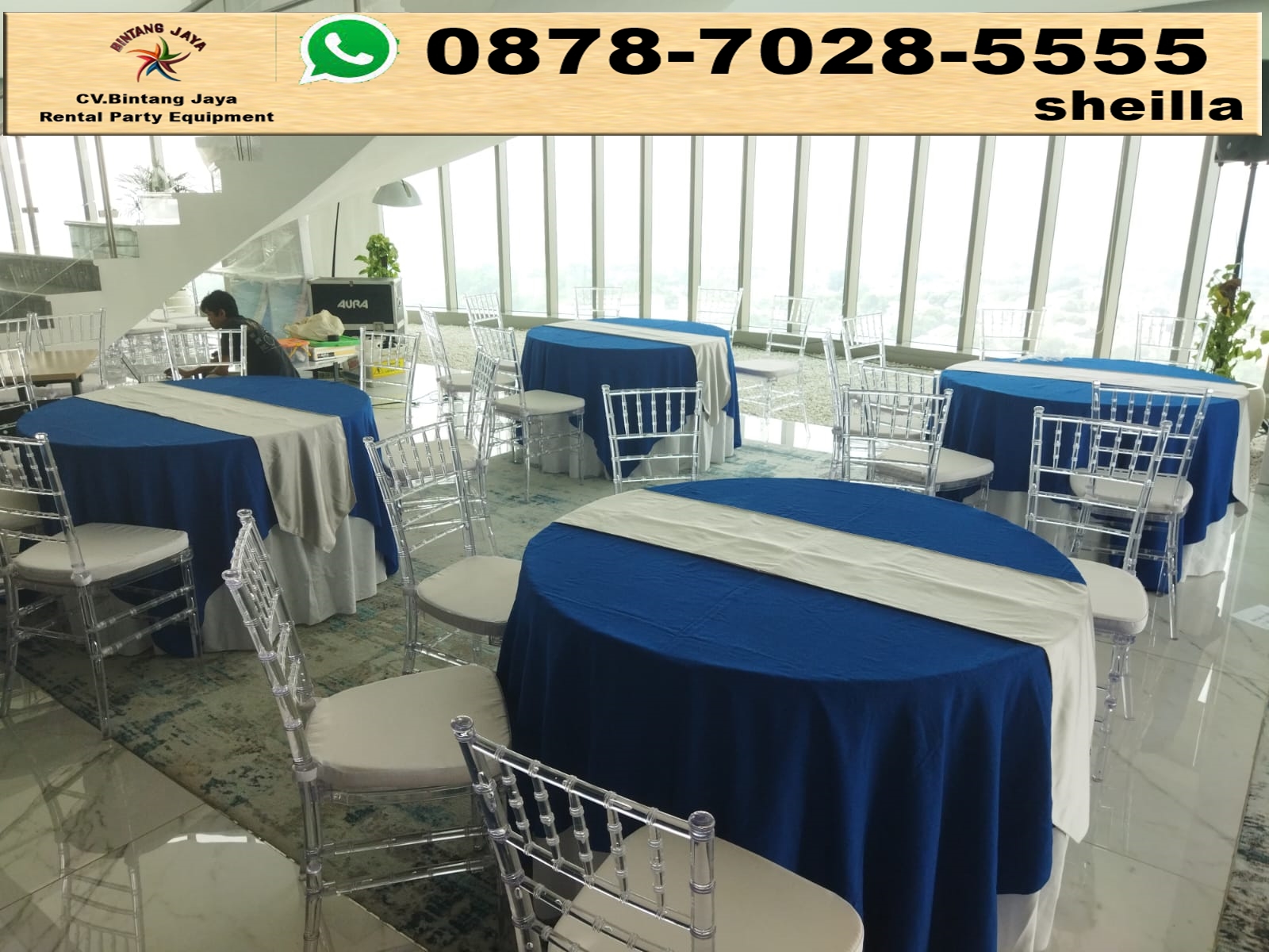 Pusat sewa meja bundar D160 event seminar Jakarta