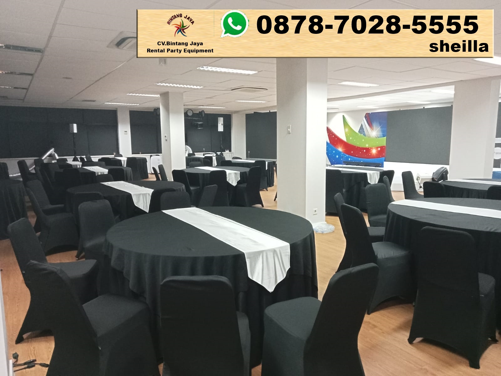 Sewa meja bundar D180 event seminar Jakarta Utara