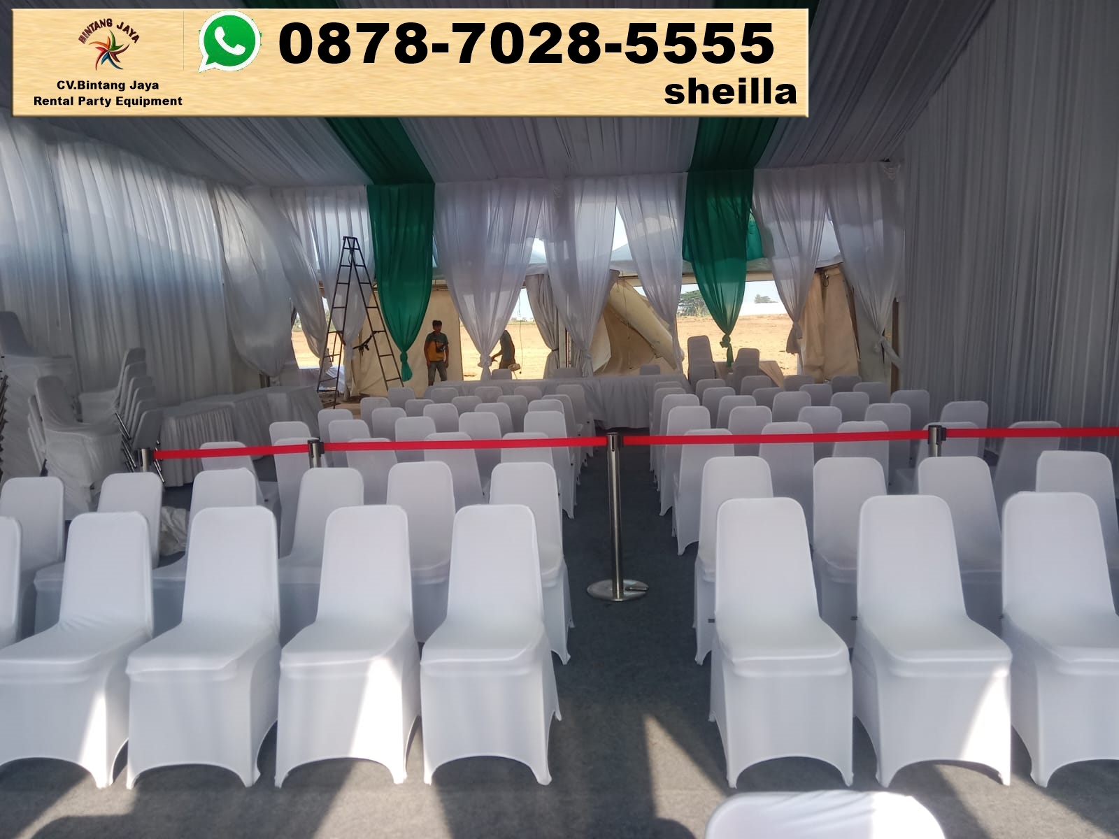 Sewa meja dan Tiang pembatas antrian sewa murah Balaraja Tanggerang