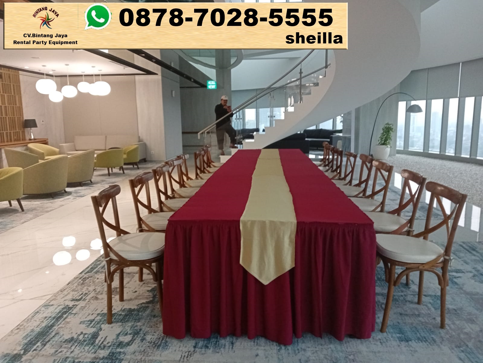 Sewa meja kotak 120x80cm event dinner Karawang Bekasi