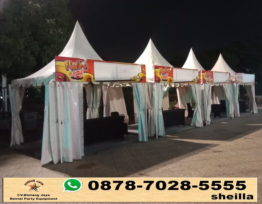 Sewa tenda kerucut 3x3m kawasan industri Marunda Center Bekasi