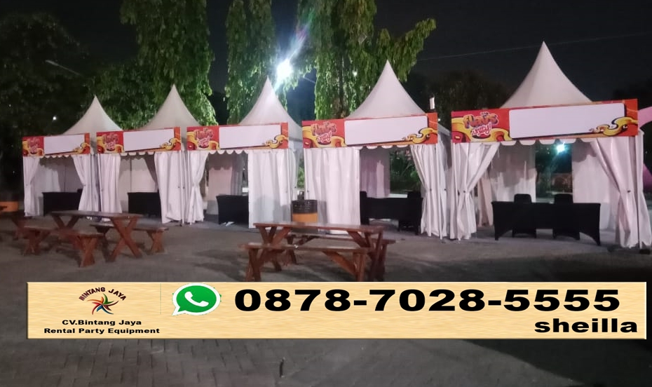 Sewa tenda kerucut 3x3m kawasan industri Marunda Center Bekasi