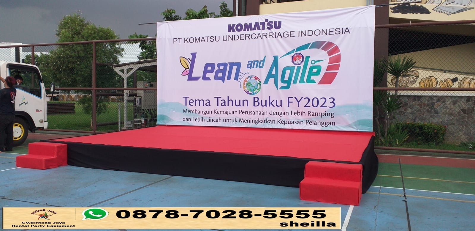 Sewa panggung portable tinggi 20cm pelayanan terbaik Jakarta Selatan