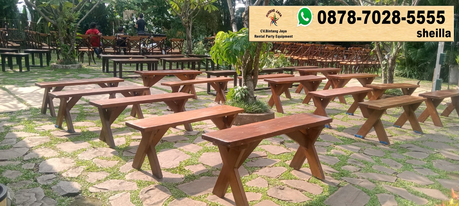 Sewa kursi taman kayu siap antar Kembangan Jakarta Barat