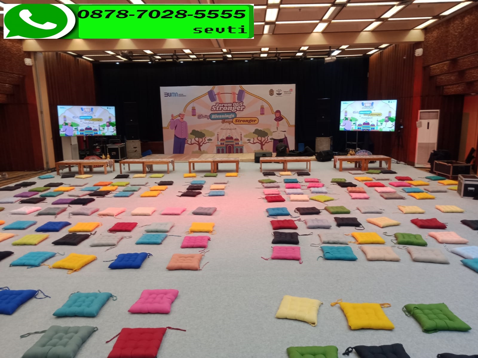 Rental sewa bantal lesehan warna warni ramadhan Bogor