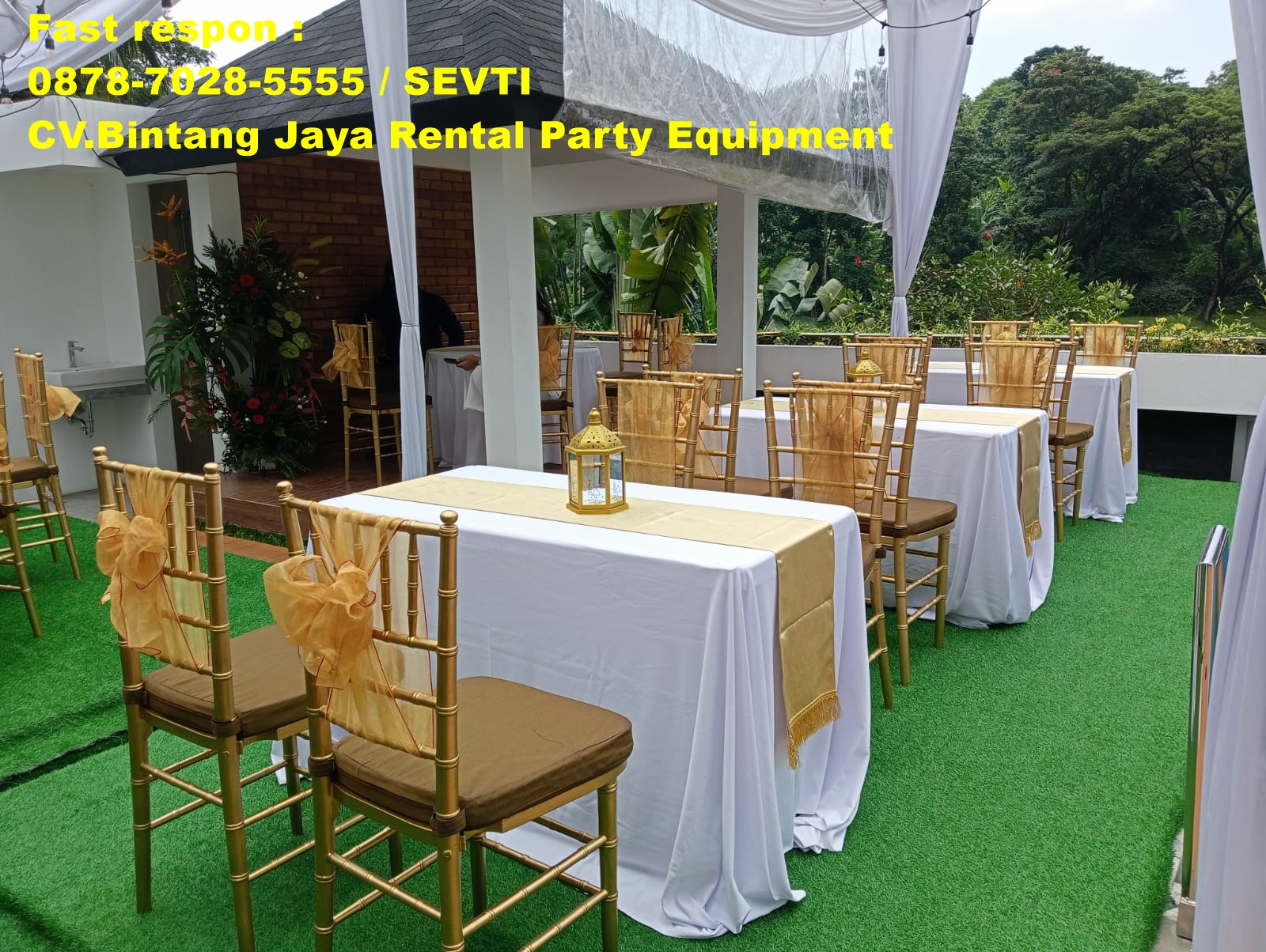 Sewa kursi kayu tiffany gold kirim cepat wilayah Bekasi