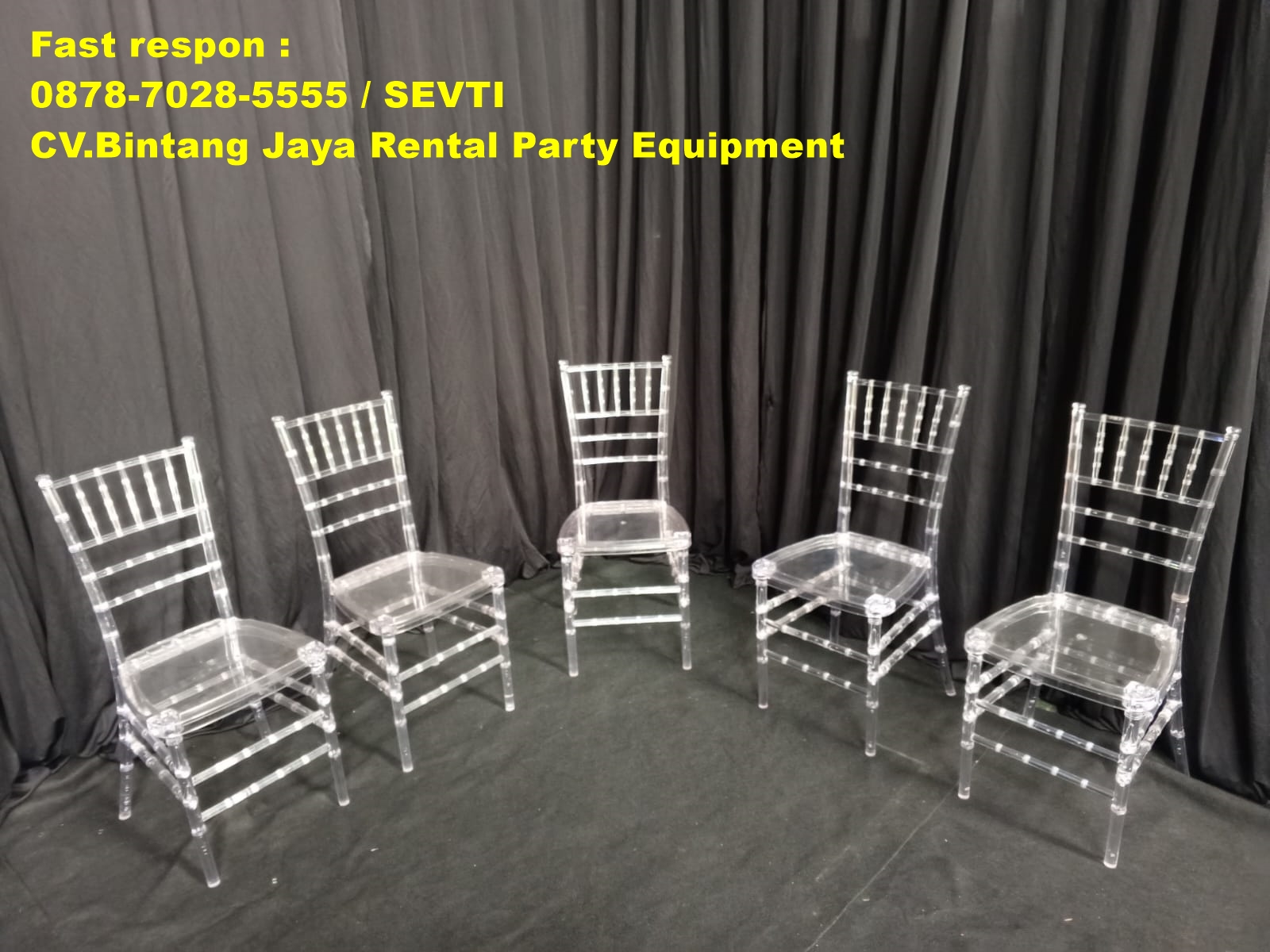 Menyewakan kursi Acrylic Tiffany Gratis Ongkir Area Depok