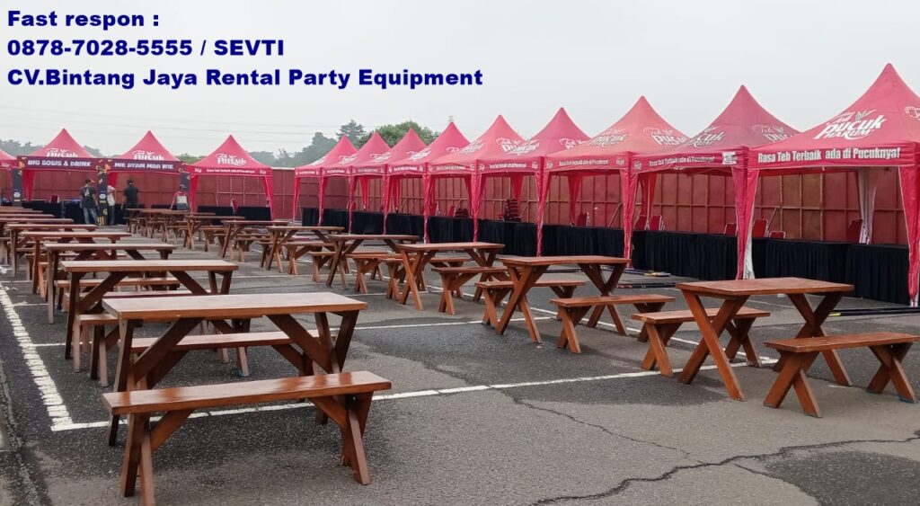 Sewa Meja Outdoor Taman Kayu Area Bekasi Cibarusah
