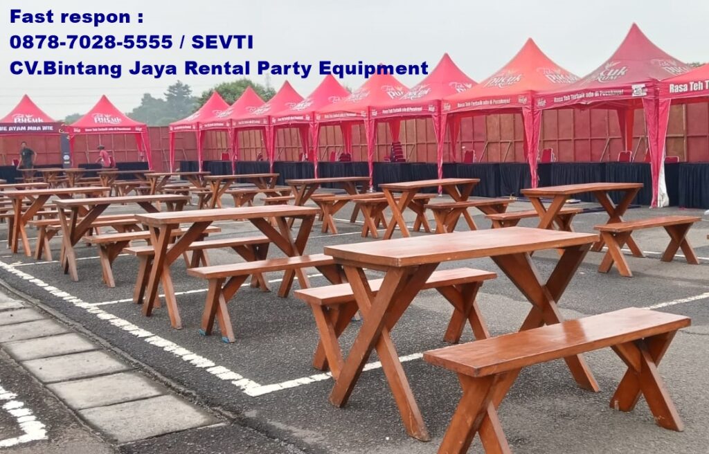 Sewa Meja Outdoor Taman Kayu Area Bekasi Cibarusah