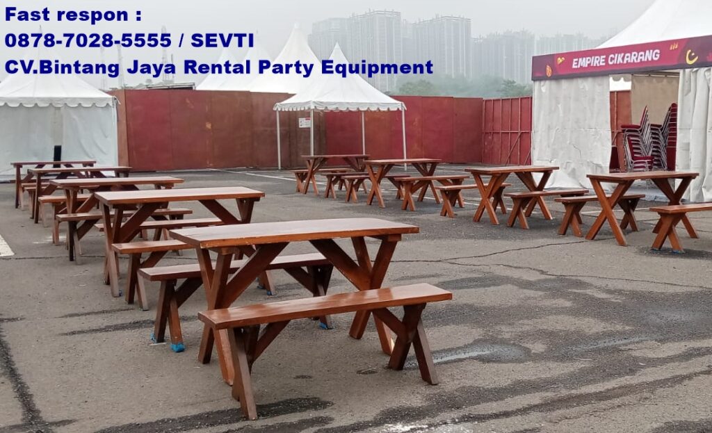 Sewa Meja Outdoor Taman Kayu Area Bekasi Cibarusah