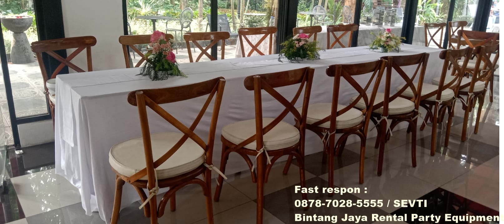 Sewa Kursi Silang Cross Back Kirim Cepat Jakarta Pusat