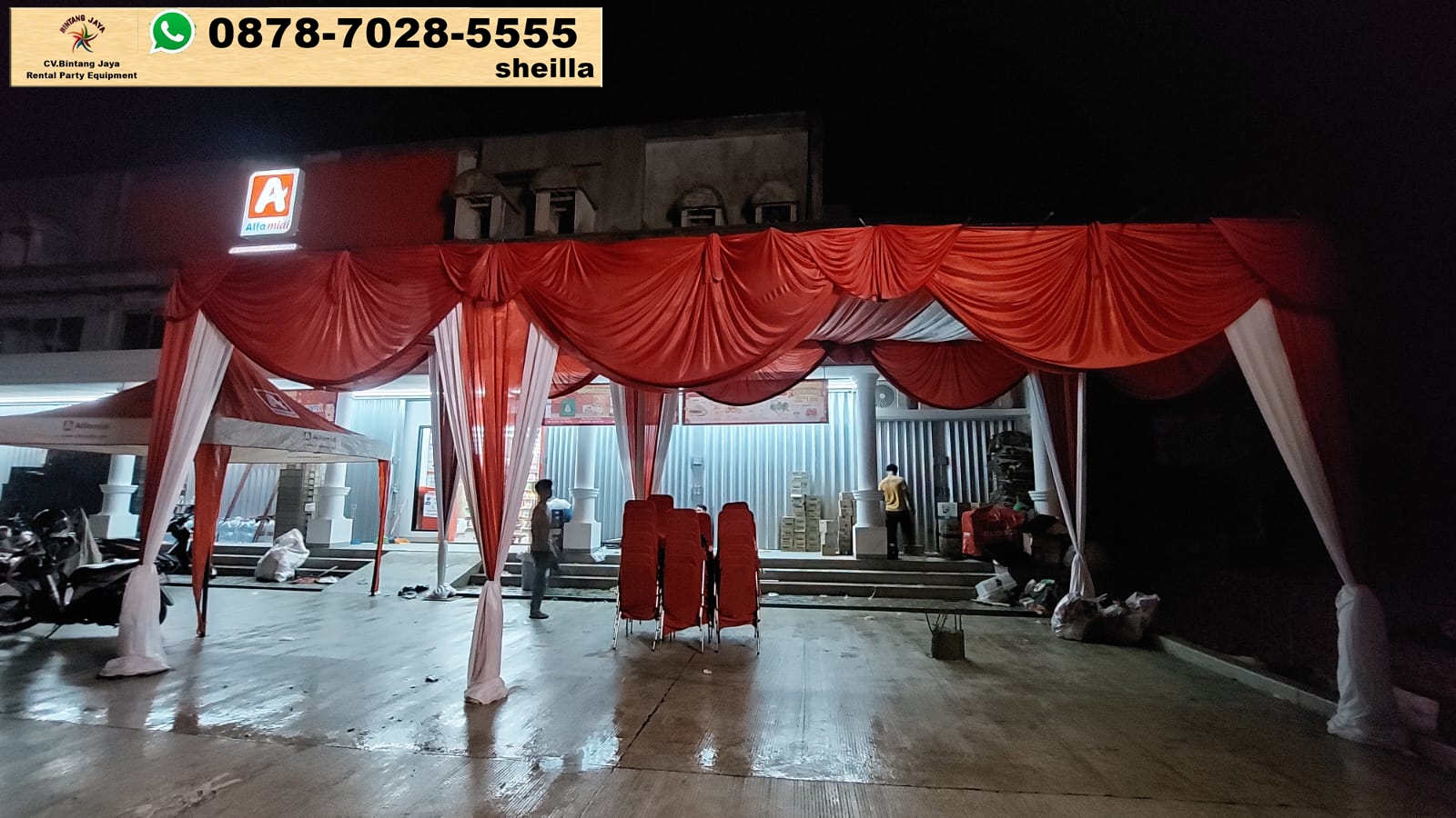 Pusat Sewa Tenda Rumbai Merah Plafon Putih Jakarta