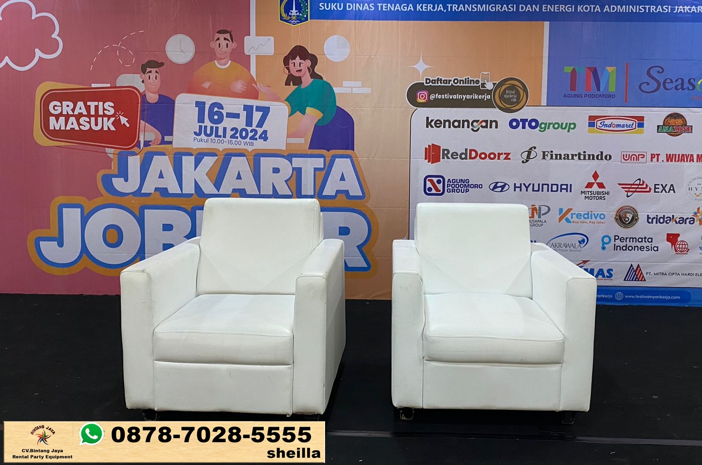 Sewa Sofa Type Single Seater Putih Jakarta