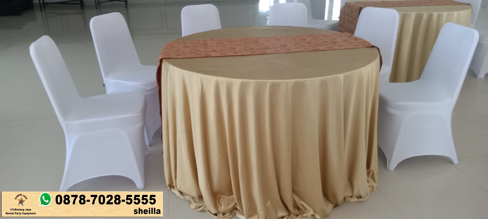 Sewa Meja Bundar Cover Silver D160cm Area Jakarta