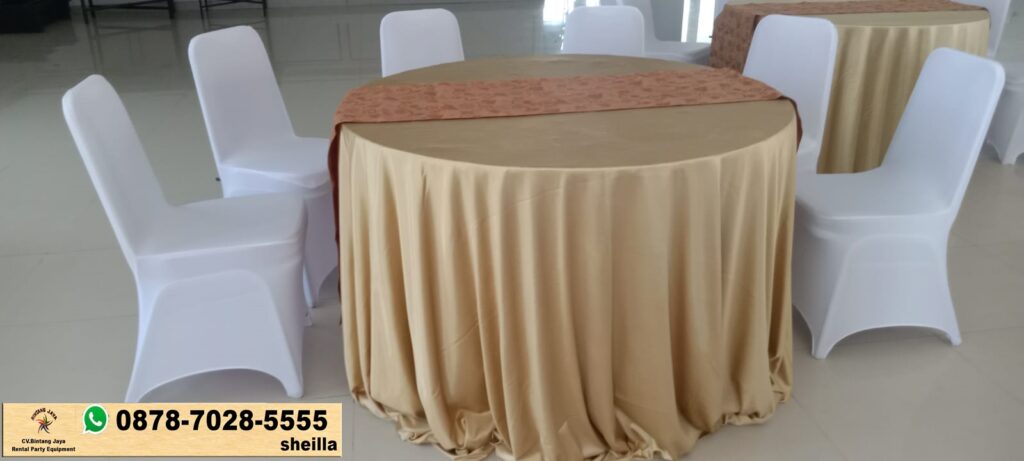 Sewa Meja Bundar Cover Silver D160cm Area Jakarta