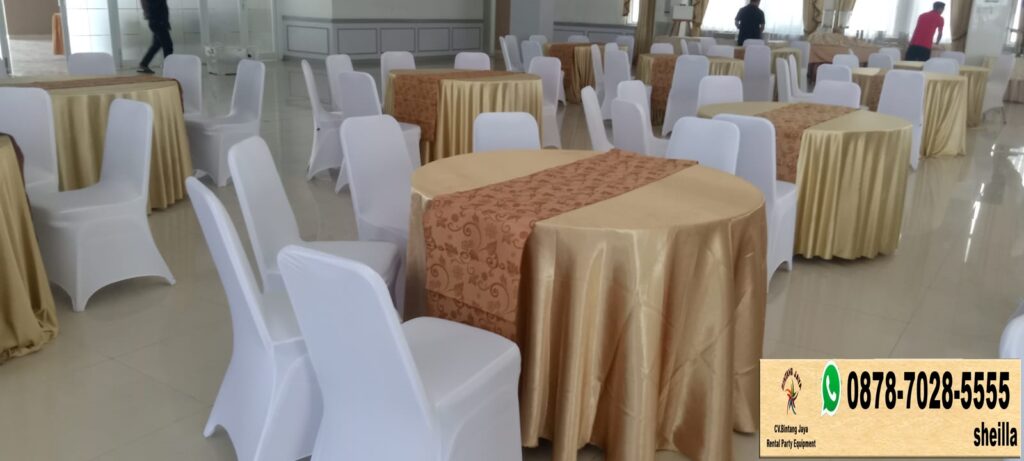 Sewa Meja Bundar Cover Silver D160cm Area Jakarta