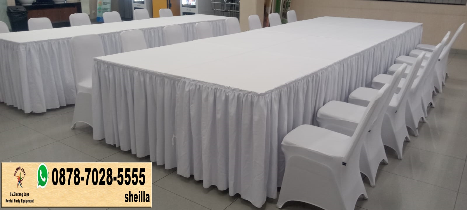 Jasa Sewa Kain Filamin Tirai Putih Dan Meja Kursi Area Tangerang