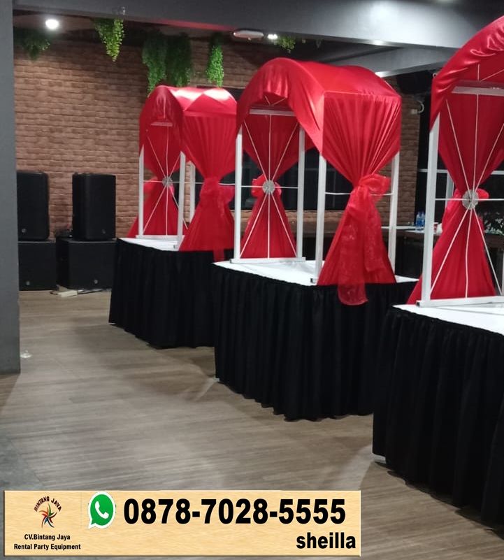 Sewa Gubukan Stand Makanan Cover Merah Hitam Area Tangerang