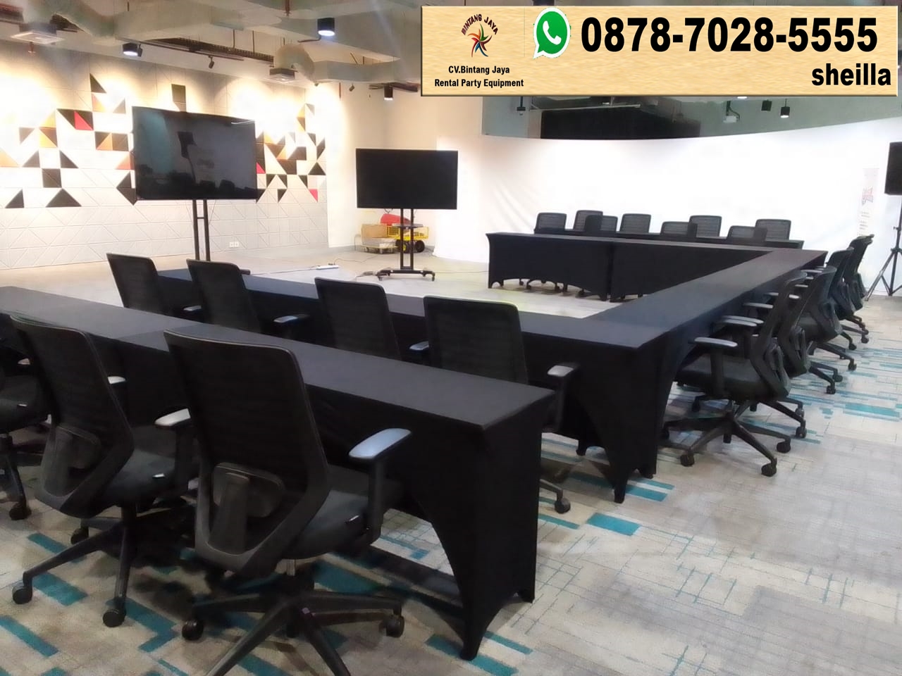 Sewa Meja Ibm Hpl Cover Hitam Ketat Jakarta
