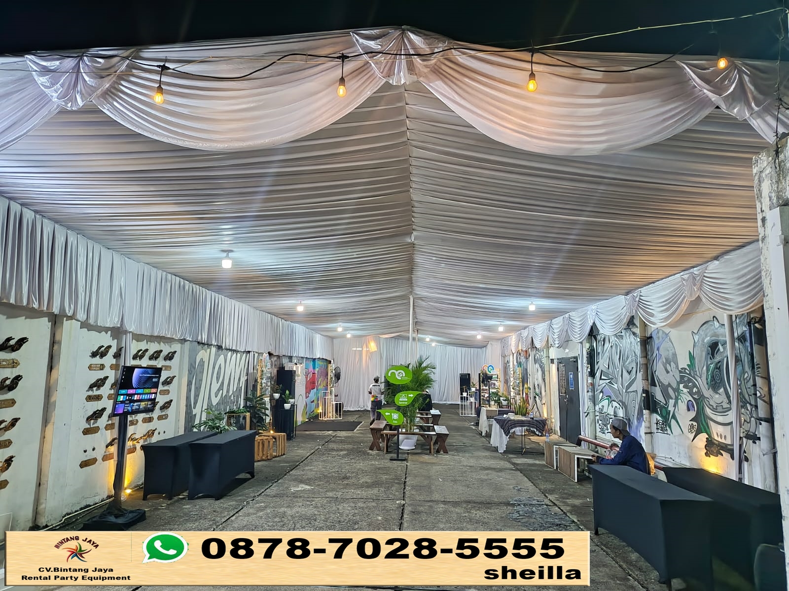 Sewa Tenda Dekor Serut Kursi Sarung Hitam Meja Dan Backdrop Jakarta