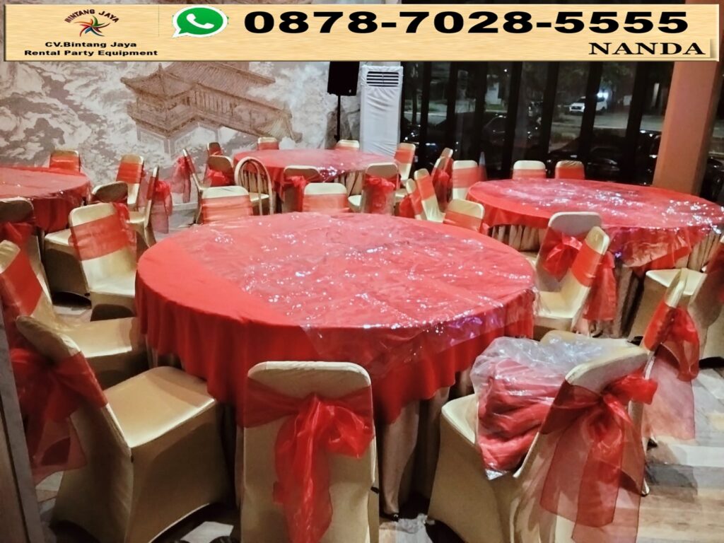 Sewa Kursi Futura Dan Round Table Cover Merah Di Jakarta