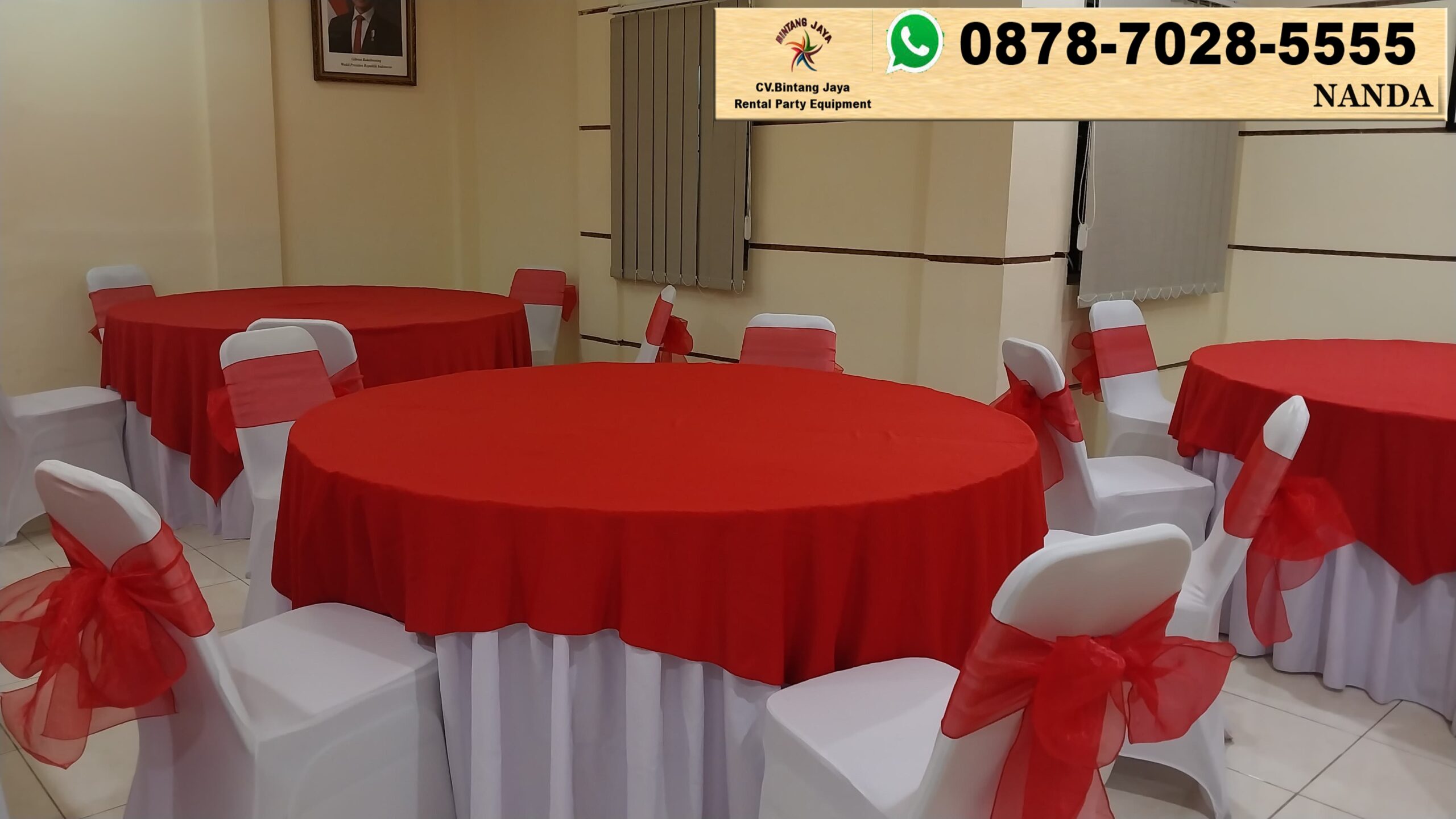 Meja Bundar Cover Merah Sewa Di Jakarta Hubungi 087870285555
