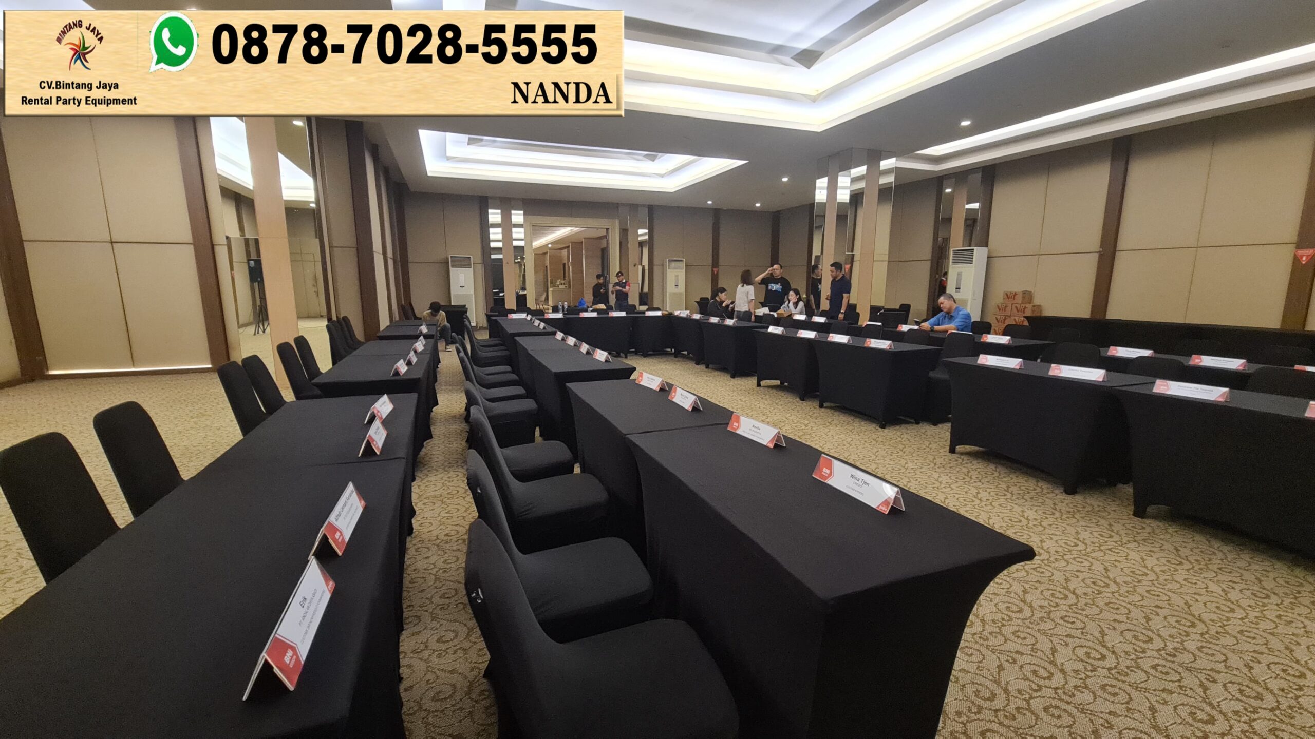 Sewa Meja IBM Cover Hitam Event HK Tower Jakarta