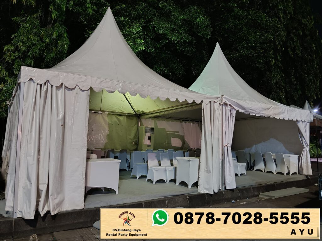 Jasa Sewa Tenda Kerucut Putih Ukuran 3x3 meter Jakarta