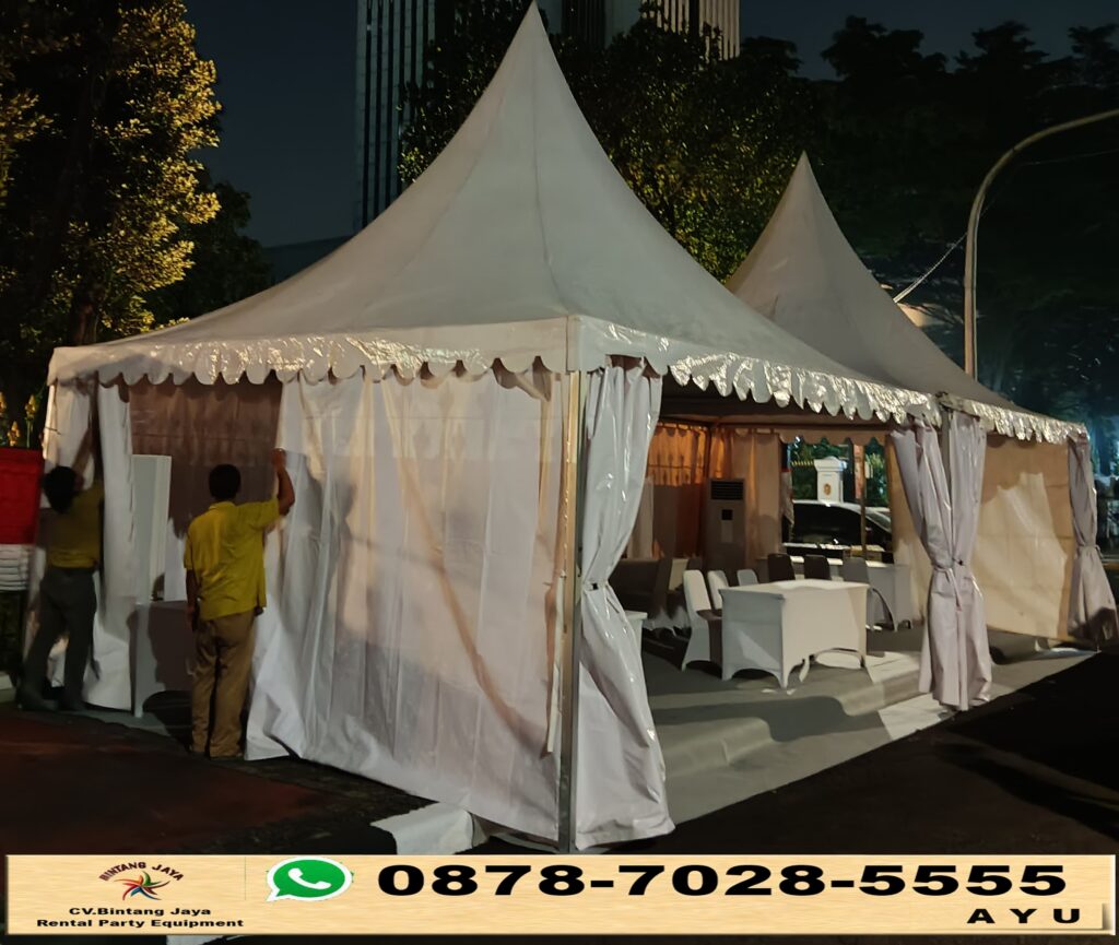 Jasa Sewa Tenda Kerucut Putih Ukuran 3x3 meter Jakarta
