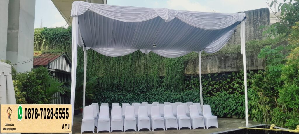 Sewa Kursi Cover Putih Dan Tenda Plafon Serut Di Jakarta