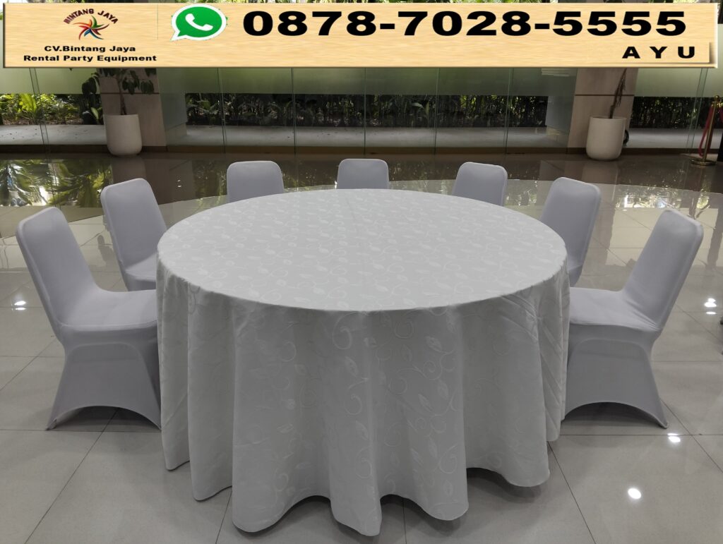 Rental Kursi Serta Meja Bundar Cover Putih Bogor