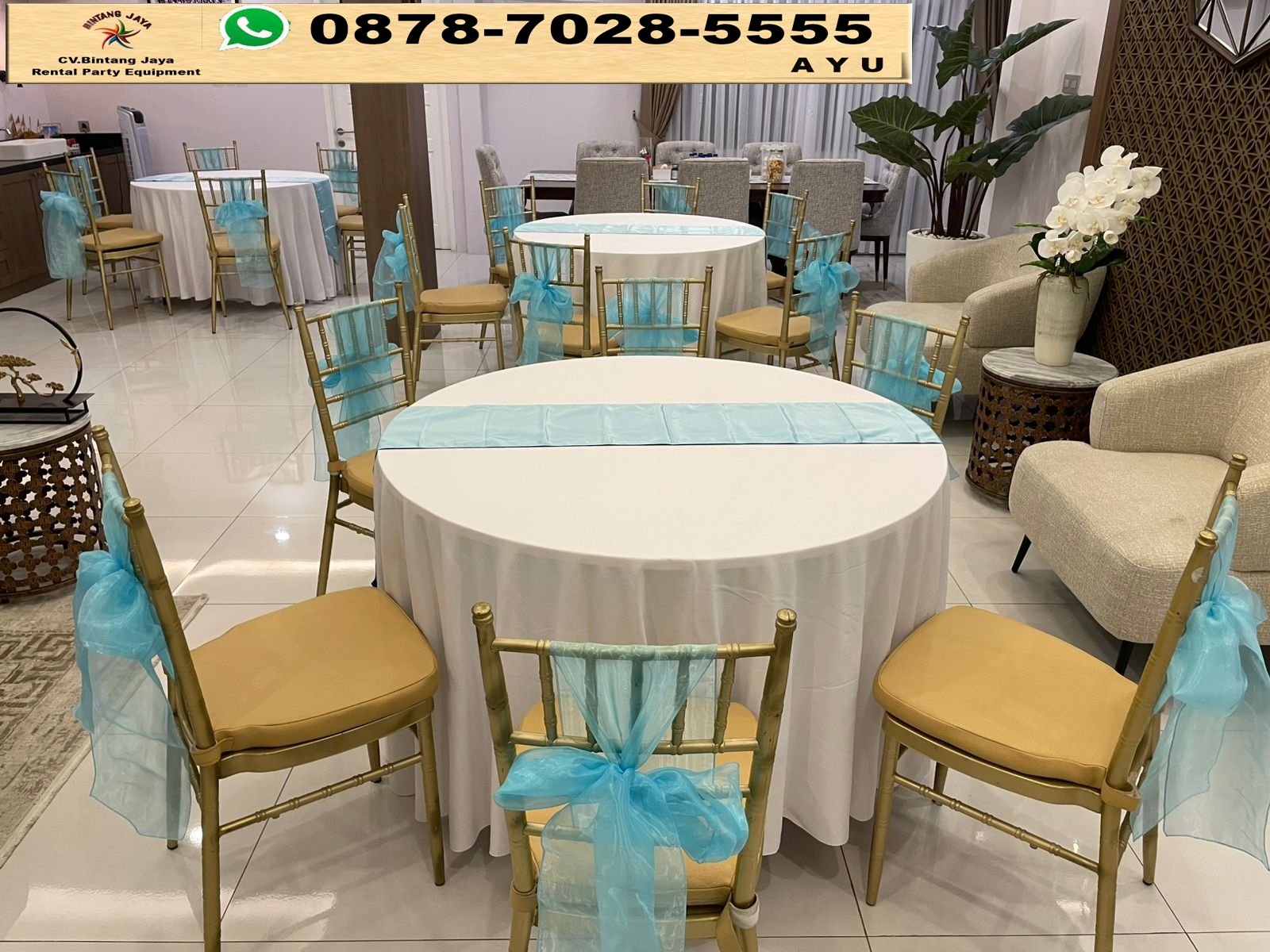 Sewa Round Table Set Tiffany Kursi Kayu Di Bandung