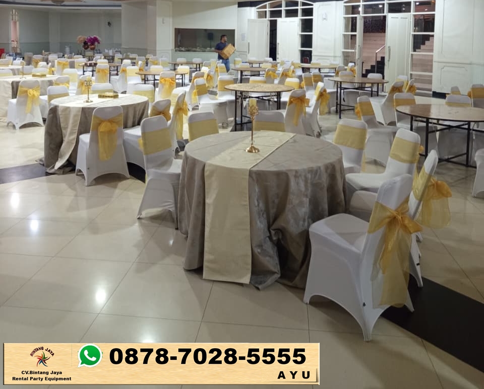 Jasa Sewa Round Table Kursi Cover Event Kemenpora Jakarta