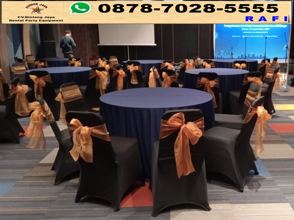 Sewa Meja Bundar Besar Cover Hitam Jakarta