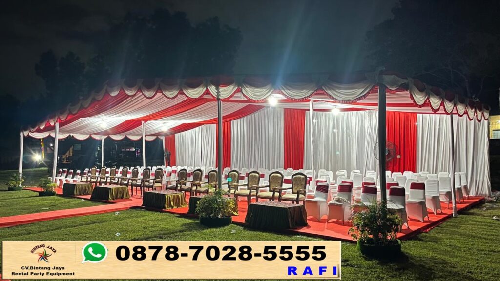 Pusat Sewa Tenda Hanggar Dekor Serut Merah Putih Jakarta
