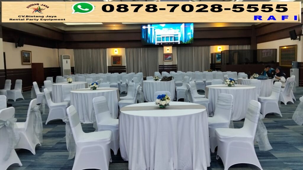 Sewa Round Table Dan Kursi Cover Putih Bersih Event PPATK Jakarta