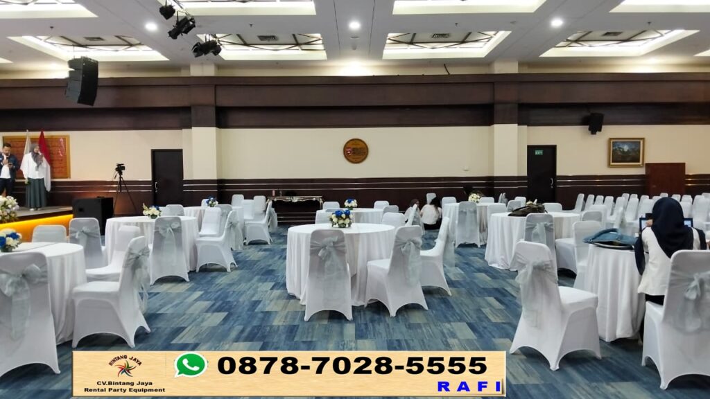 Sewa Round Table Dan Kursi Cover Putih Bersih Event PPATK Jakarta