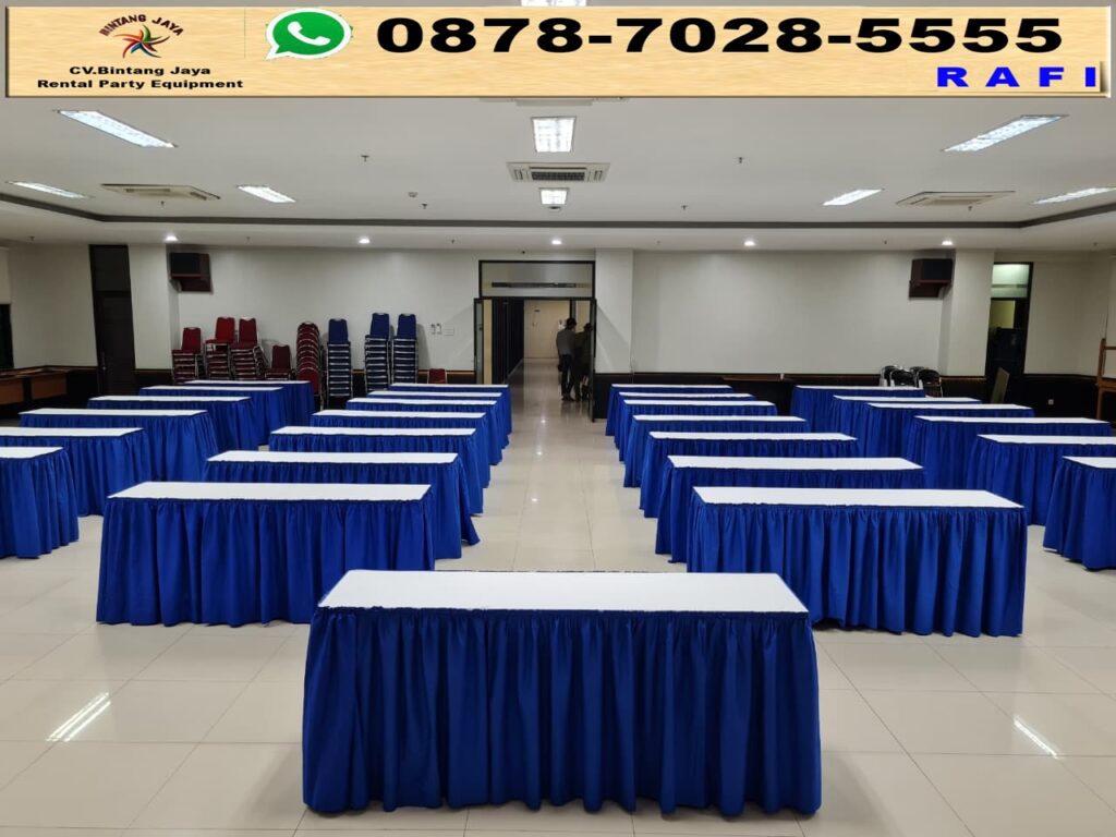 Solusi Sewa Meja Kotak Cover Putih Dan Biru Jakarta Pusat