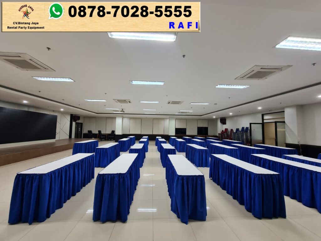 Solusi Sewa Meja Kotak Cover Putih Dan Biru Jakarta Pusat