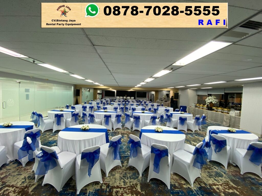 Sewa Meja Bulat Toping Biru Dan Meja Barstool Di Jaksel