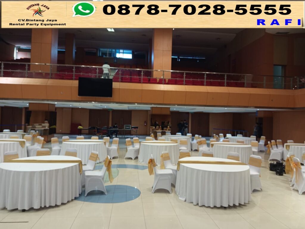 Sewa Kursi Dan Round Tabel Cover Putih Event TVRI Jakarta