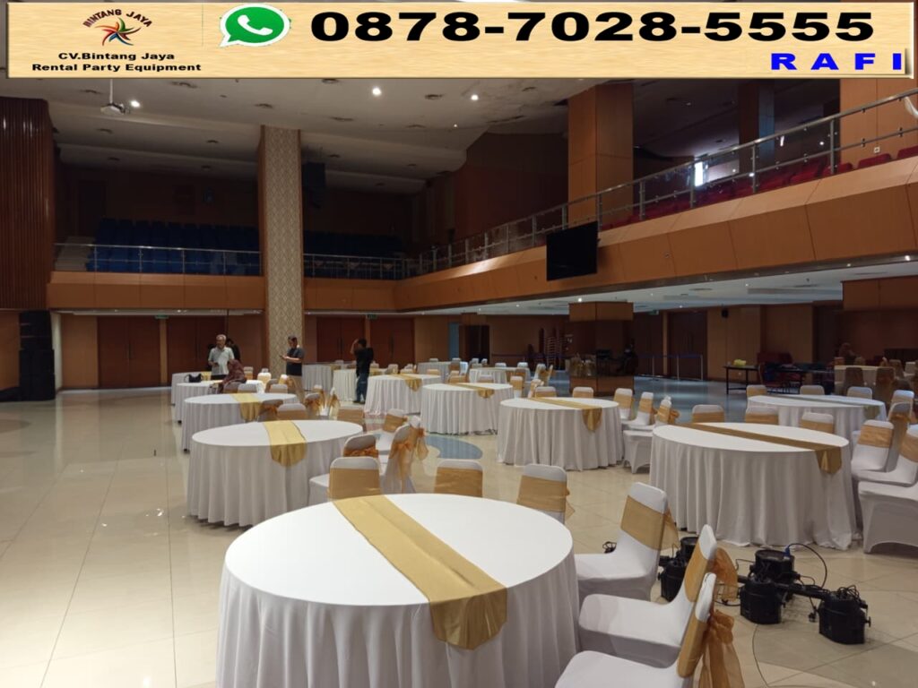 Sewa Kursi Dan Round Tabel Cover Putih Event TVRI Jakarta