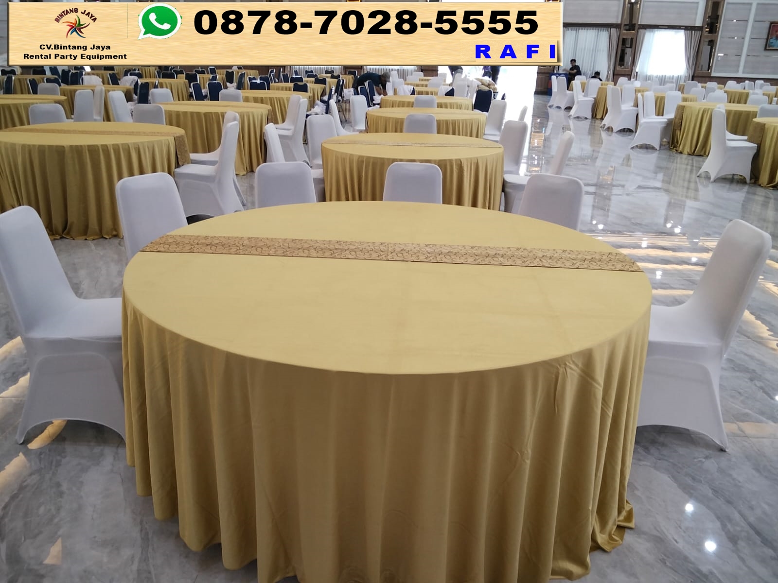 Paket Sewa Meja Bulat Dan Futura Putih Event Perum City Cakung