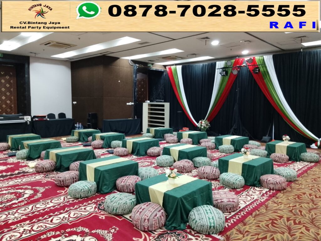 Sewa Meja Kotak + Bantal Bulat + Sofa Lesehan Jakarta Selatan
