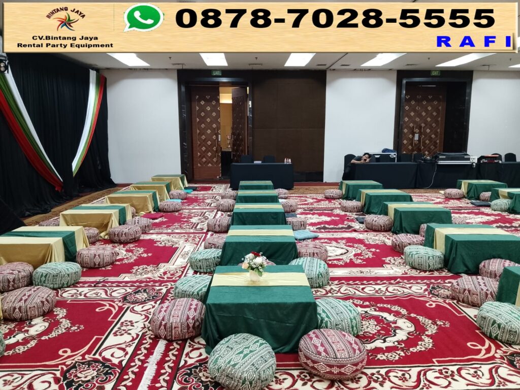 Sewa Meja Kotak + Bantal Bulat + Sofa Lesehan Jakarta Selatan