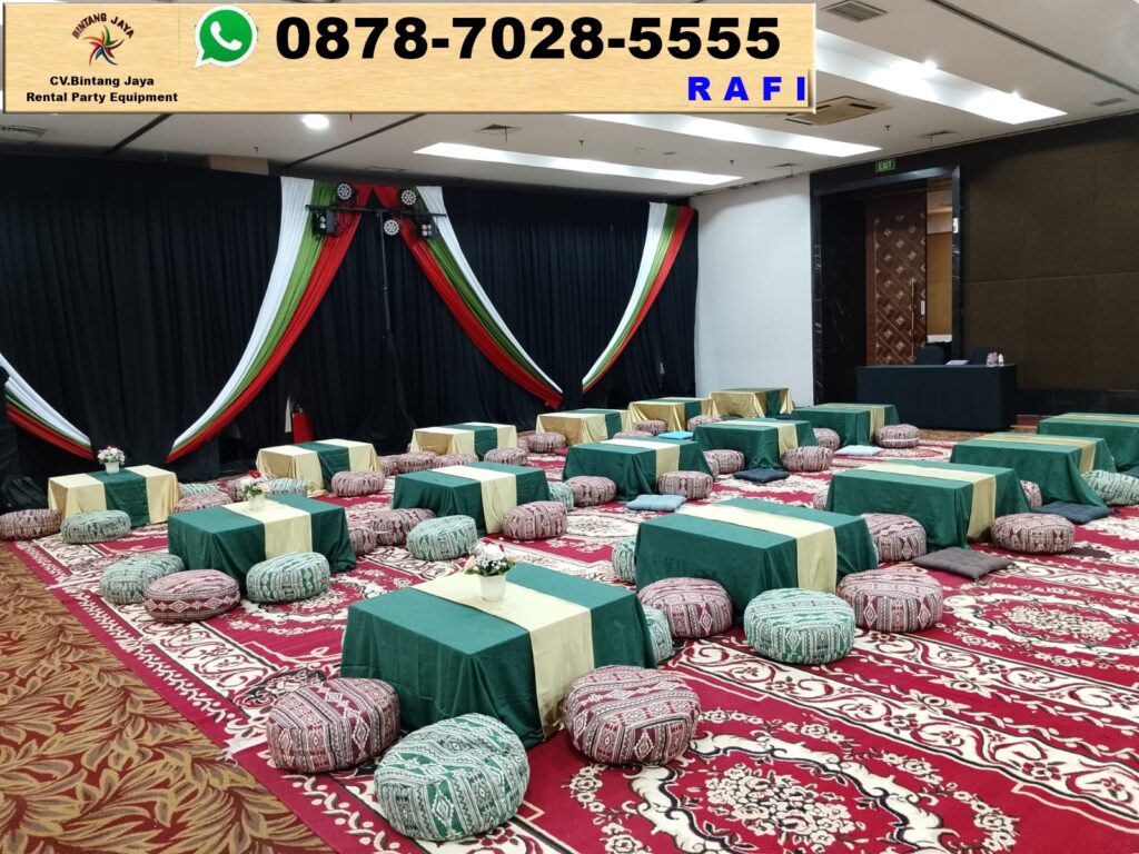 Sewa Meja Kotak + Bantal Bulat + Sofa Lesehan Jakarta Selatan