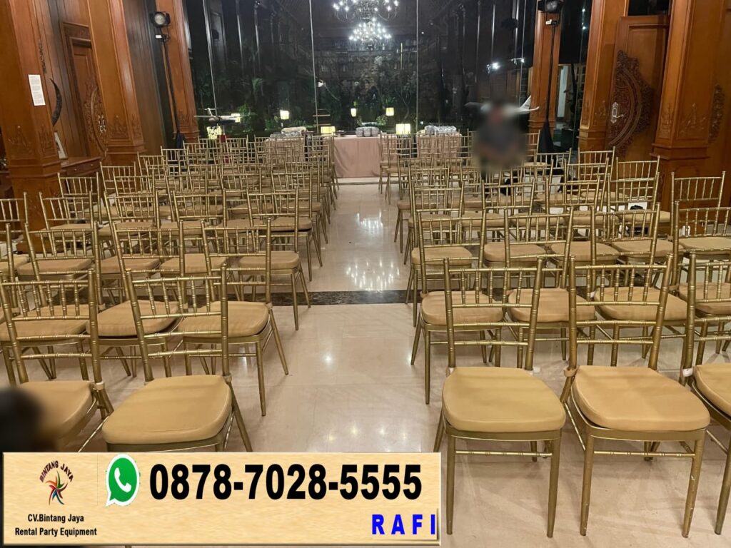 Rental Gold Tiffani Chairs And Round Table Gold Cover Bogor