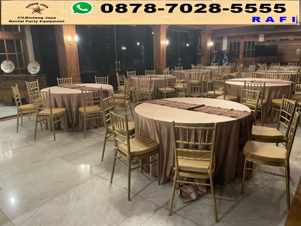 Rental Gold Tiffani Chairs And Round Table Gold Cover Bogor
