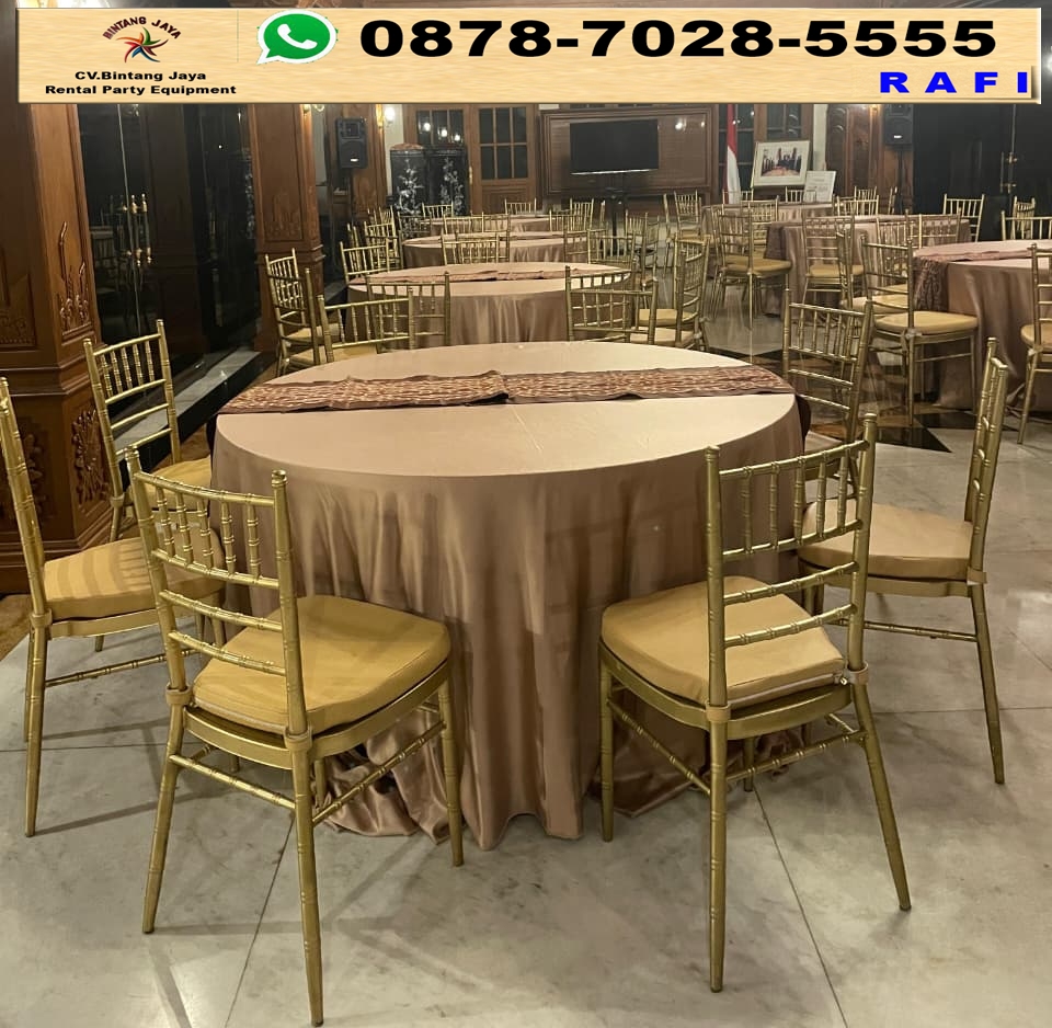Rental Gold Tiffani Chairs And Round Table Gold Cover Bogor