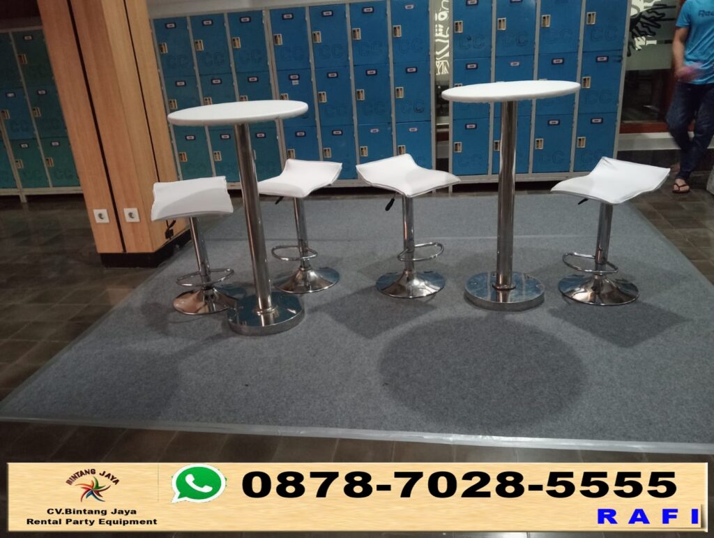 Rental MEJA BARSTOOL Putih Kursi BAR Kotak Jakarta